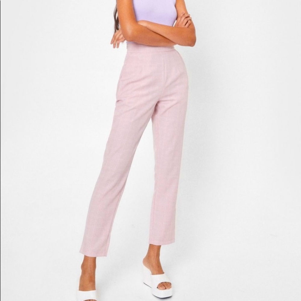 Checkered Pink Nasty Gal Straight Legged Pants